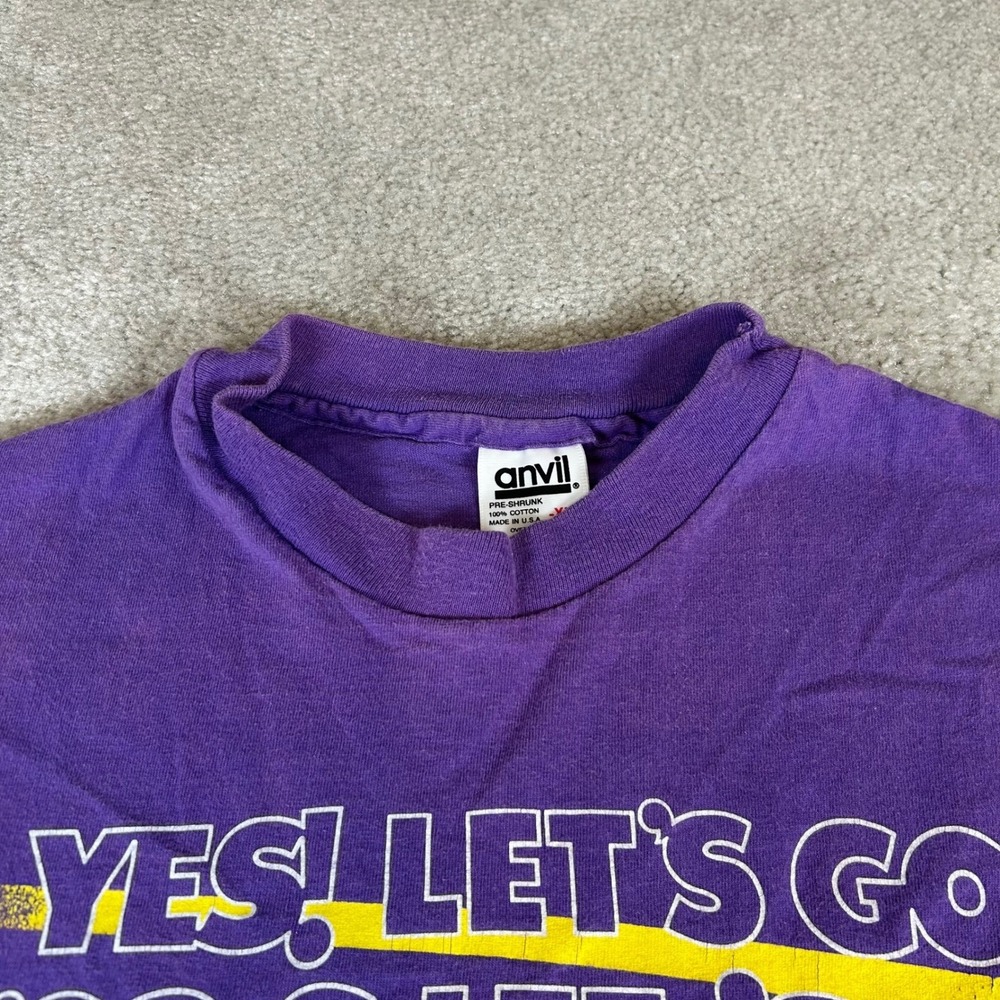 Vintage‎ 90s Jesus T-Shirt Men's XL Purple Yes Lets Go The Continentals USA Made - Picture 4 of 11